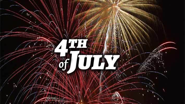 Fireworks with the text 4th of July.