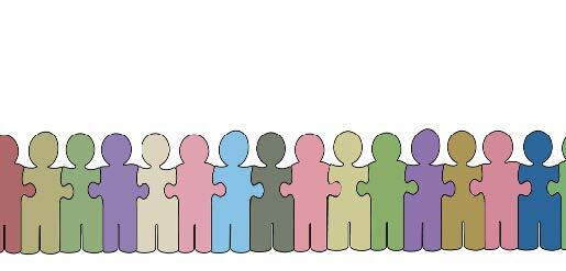 Drawing of people like puzzle pieces side by side. 