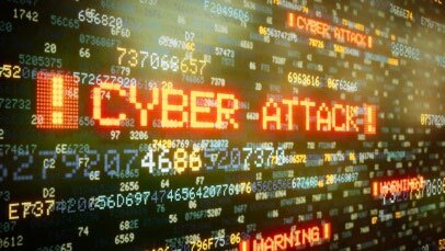 Digital letters and numbers with the text, Cyber-Attack!
